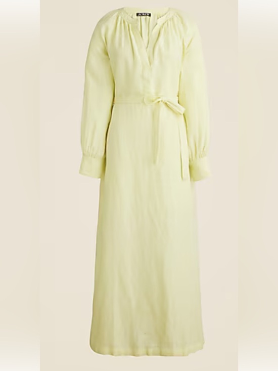 J. Crew Dresses & Skirts - J. Crew linen Pale Yellow Long Sleeve  Maxi Dress